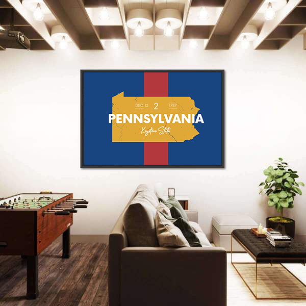 Pennsylvania Typographic Map Canvas Wall Art