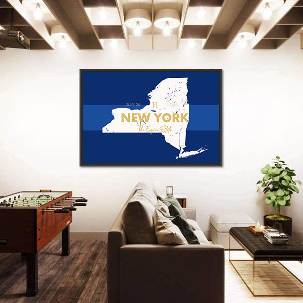 New York State Map Canvas Wall Art