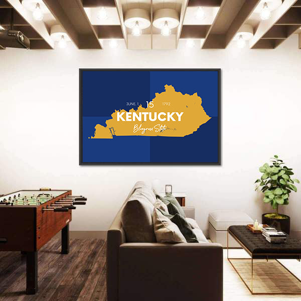 Kentucky Map Canvas Wall Art