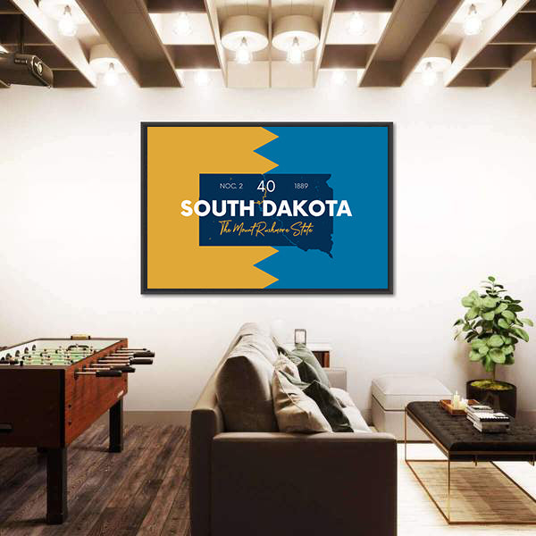 South Dakota State Map Canvas Wall Art