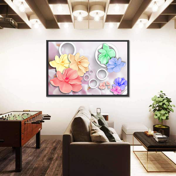Layered Pastel Floral Ornament Canvas Wall Art