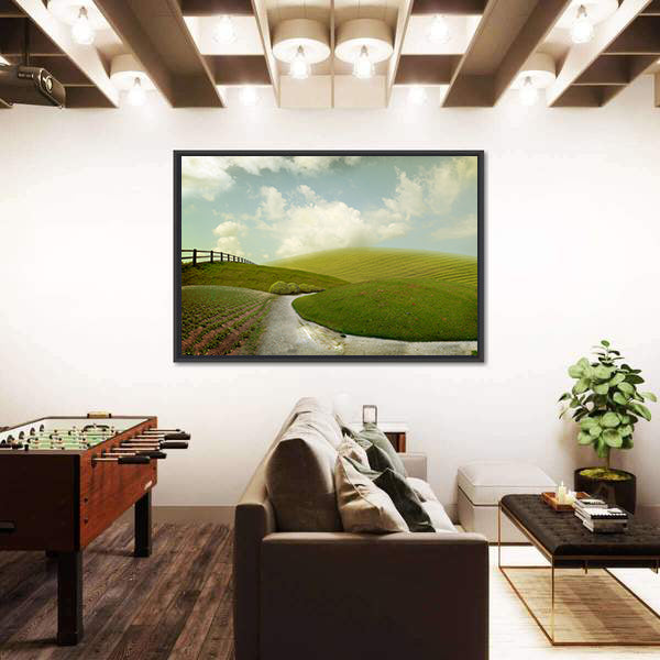 Winding Path Through Rolling Green Hills Canvas Wall Art