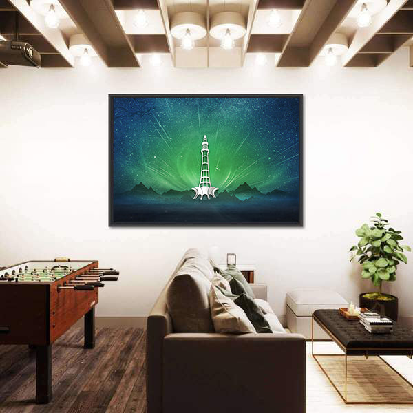 Minar-e-pakistan Aurora Nightscape Canvas Wall Art