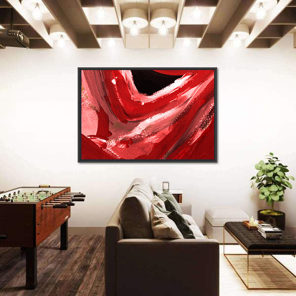 Red and Pink Abstract Brushstrokes Canvas Wall Art
