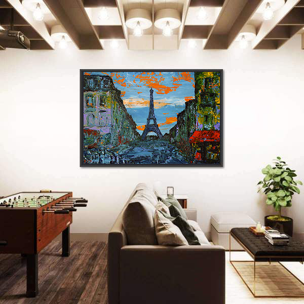 Paris Street at Sunset Canvas Wall Art