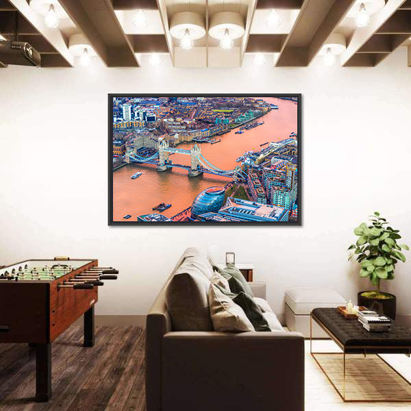 Tower Bridge And Thames River In London Canvas Wall Art
