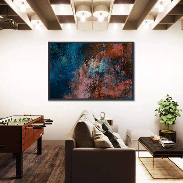 Blue And Red Tones Brushstrokes Canvas Wall Art