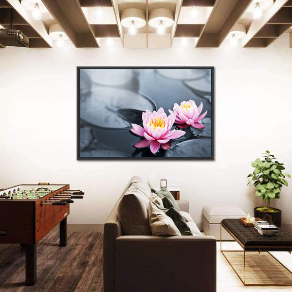 Pink Lotus Blossoms Canvas Wall Art