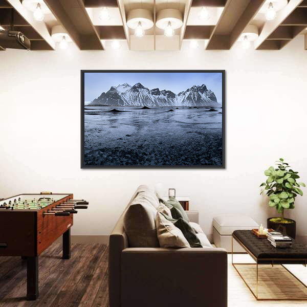 Sand Dunes At Stoksnes Beach In Iceland Canvas Wall Art