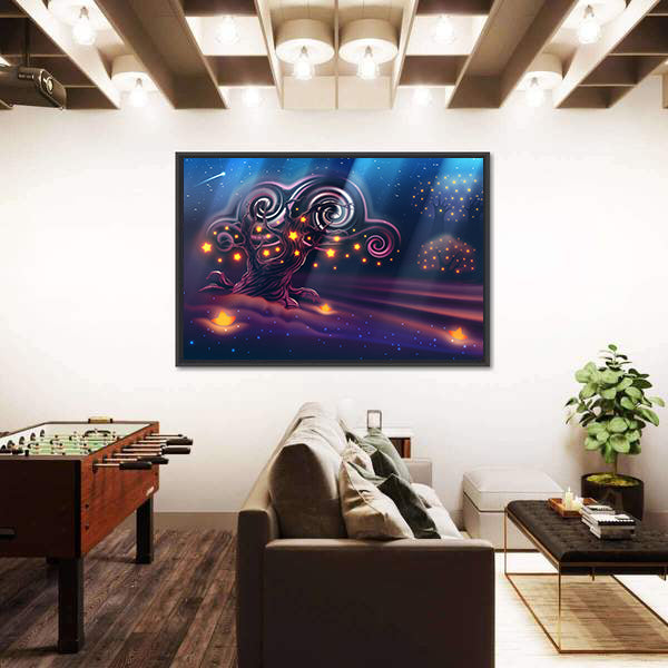 Magical Forest Under a Full Moon Canvas Wall Art
