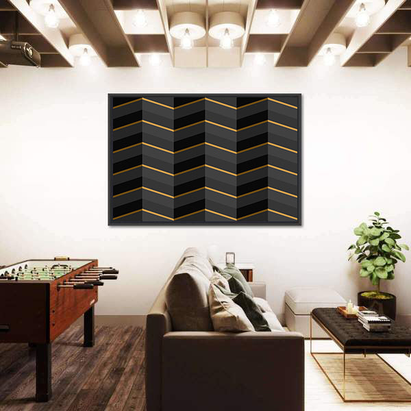 Black and Gold Striped Geometric Canvas Wall Art