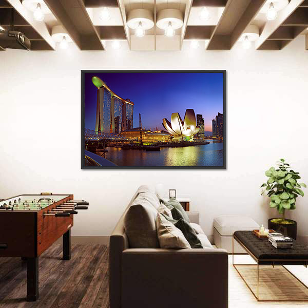 Singapore In Twilight Canvas Wall Art