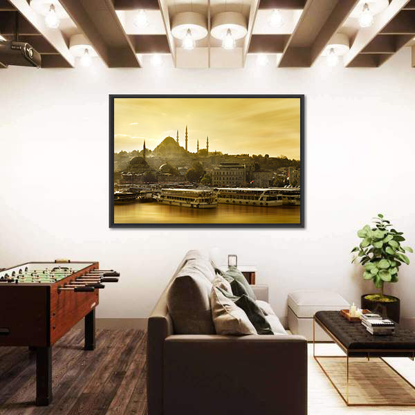 Suleymaniye Mosque Golden Horn In Istanbul Turkey Canvas Wall Art