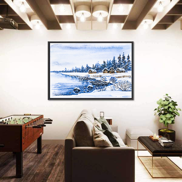 Frozen Winter Village Canvas Wall Art