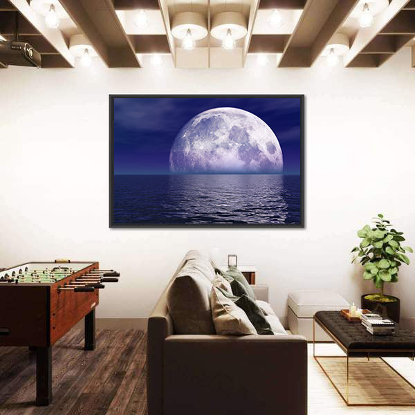 Full Moon Over Water Canvas Wall Art