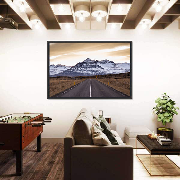 Ring Road At Sunset In East Fjords In Iceland Canvas Wall Art