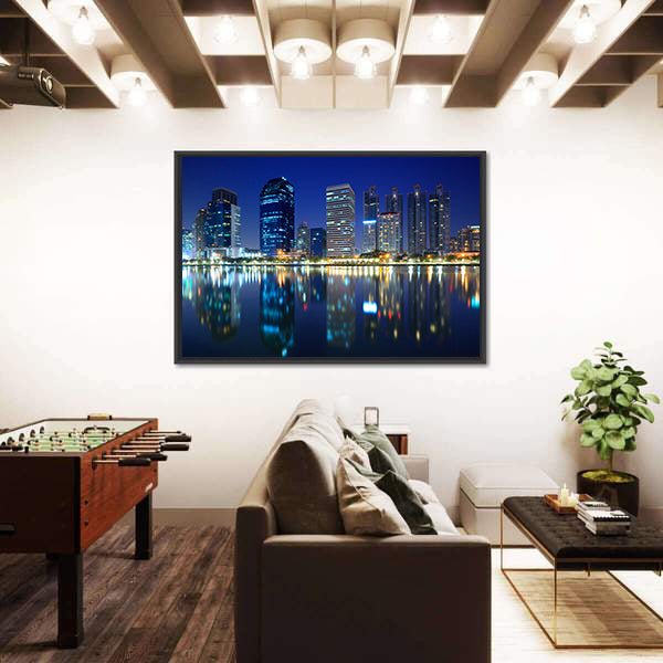 Bangkok City At Night In Thailand Canvas Wall Art