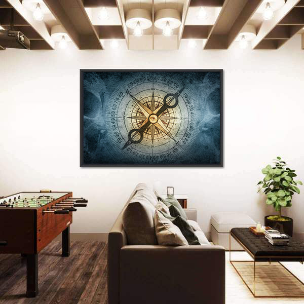 Sailor Skull with Vintage Compass Canvas Wall Art