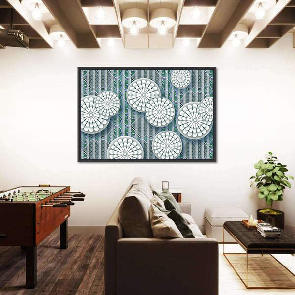 3d White Floral Mural Canvas Wall Art