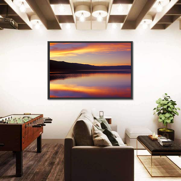 Wispy Clouds Over Lake at Sunset Canvas Wall Art