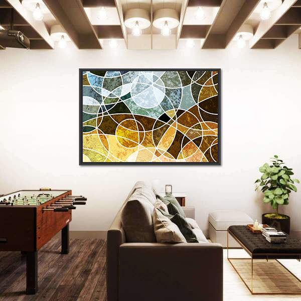 Abstract Geometric Circles in Blue and Green Canvas Wall Art