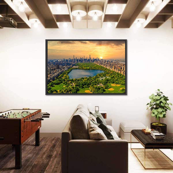 Central Park Reservoir and Manhattan Skyline Canvas Wall Art