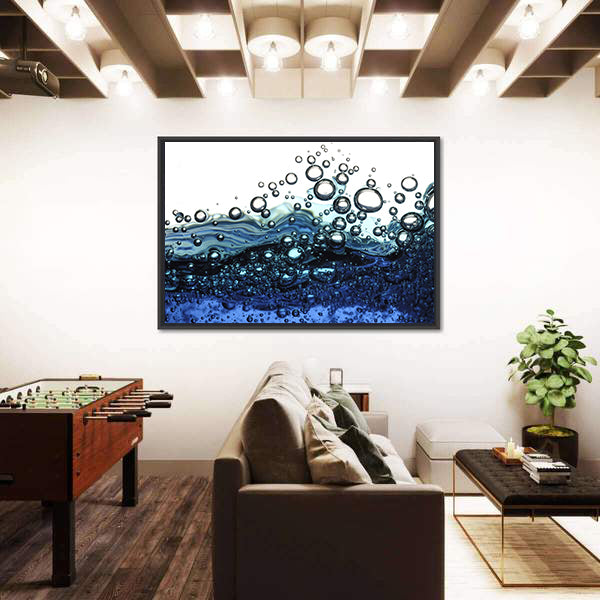 Surface Bubbles Blue Water Abstract Canvas Wall Art