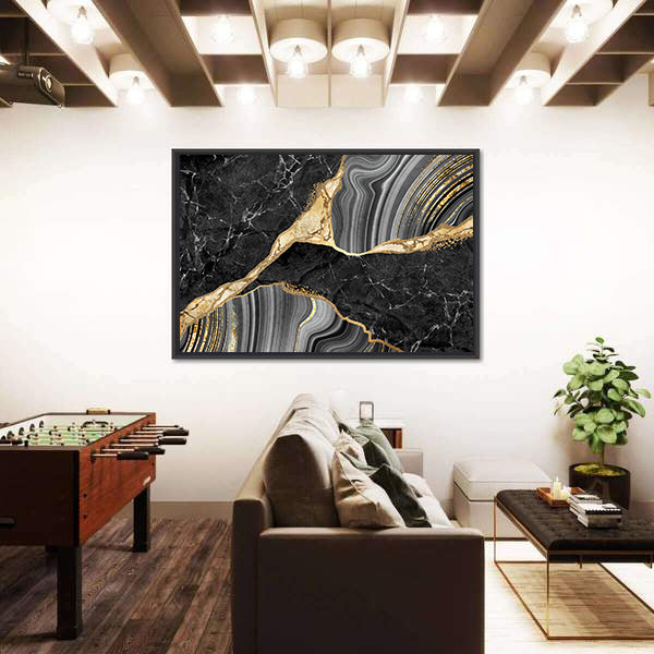 Gold-flecked Marble and Agate Texture Canvas Wall Art