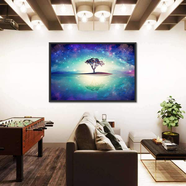 Meditation Tree Under Stars Canvas Wall Art