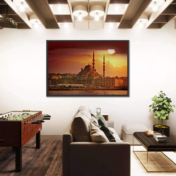 Suleymaniye Mosque At Sunset In Istanbul Canvas Wall Art