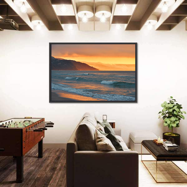 Golden Summer Sea Sunset Canvas Wall Art