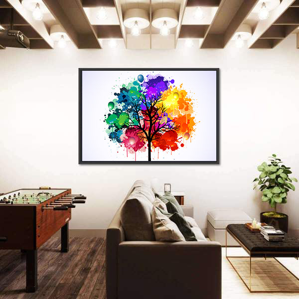 Colorful Abstract Tree with Balloons Canvas Wall Art