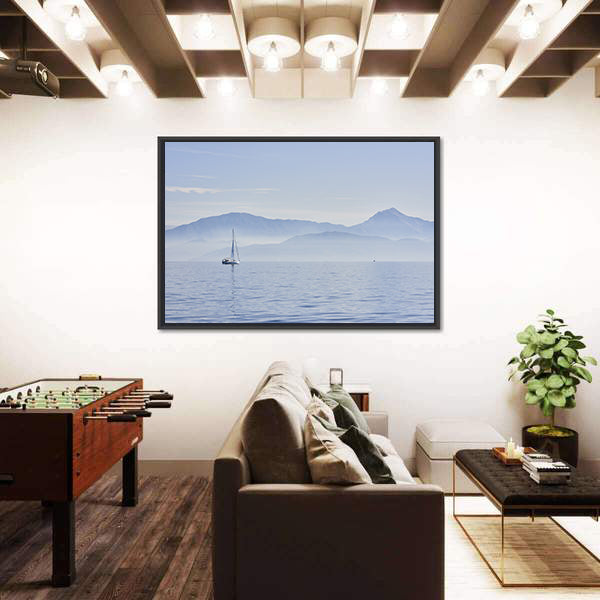 Sailing Boat At Sunrise Canvas Wall Art