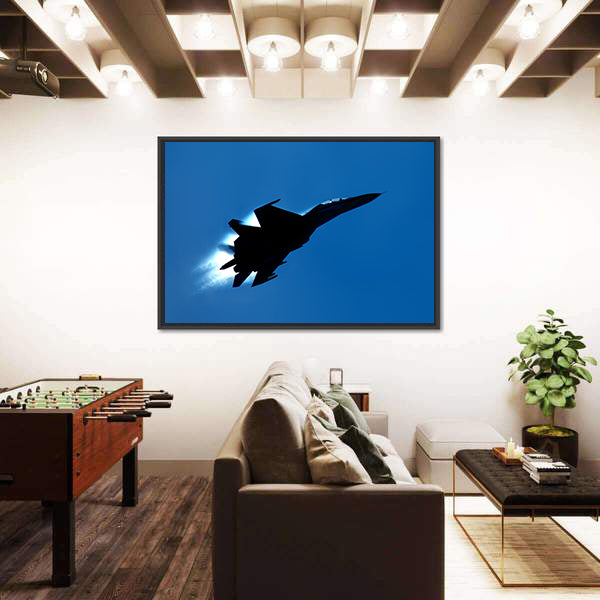 Military Fighter SU 27 Silhouette Canvas Wall Art