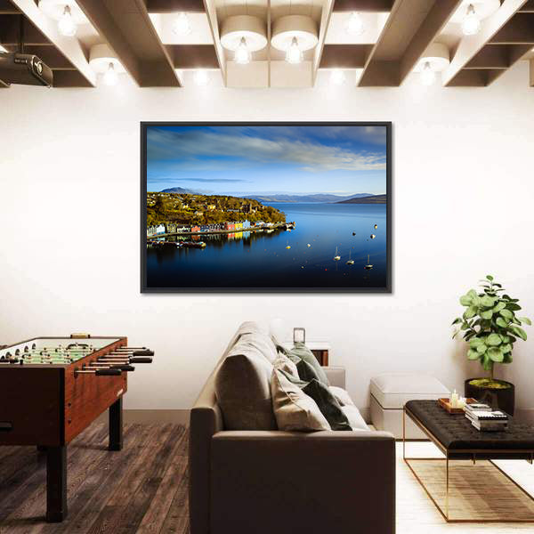 Tobermory Bay Harbor with Colorful Houses Canvas Wall Art