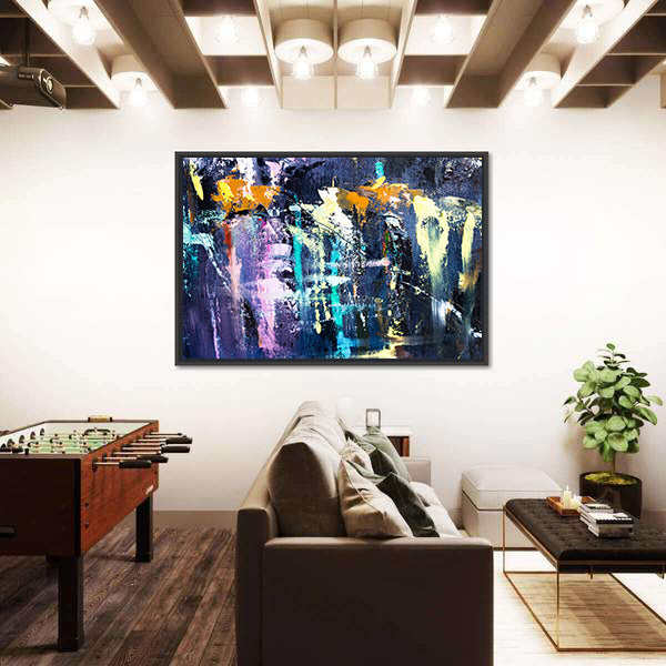 Dark Brushstrokes Abstraction Canvas Wall Art