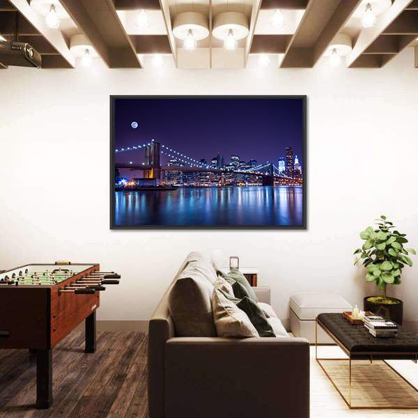 Brooklyn Bridge at Night Canvas Wall Art