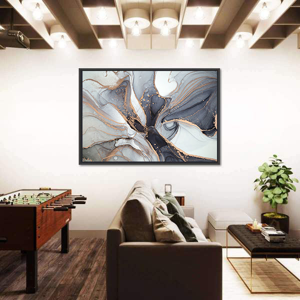 Alcohol Ink Marble with Gold Accents Canvas Wall Art