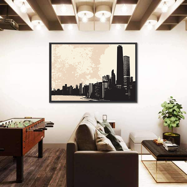 Chicago Skyline From Lake Michigan Canvas Wall Art