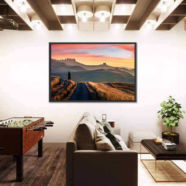 Sunrise Of Italian Countryside Canvas Wall Art