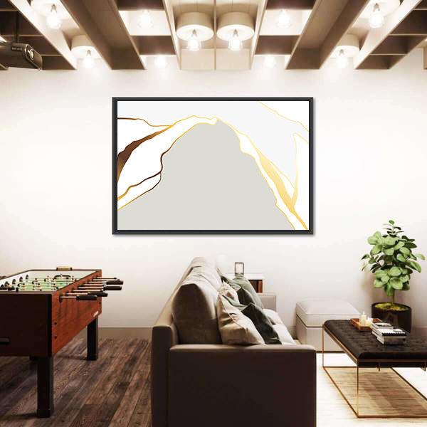 Minimal Marble Peak with Gold Accents Canvas Wall Art