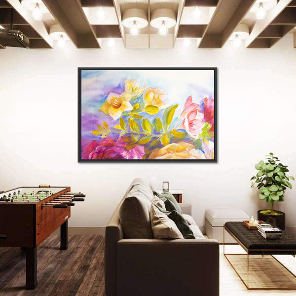 Peonies and Roses Bouquet Canvas Wall Art