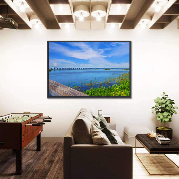 Meaher State Park Causeway Bridge Over Mobile Bay Canvas Wall Art