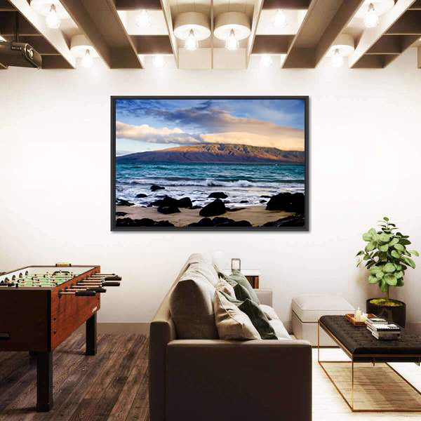 Oahu Coastline with Volcanic Rocks Canvas Wall Art
