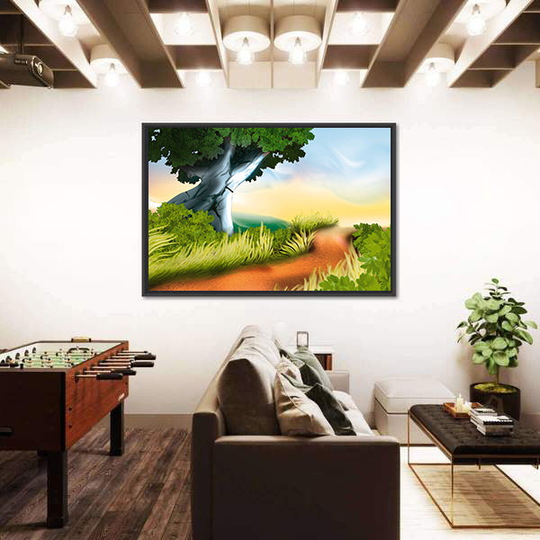 Winding Dirt Track Illustration Canvas Wall Art