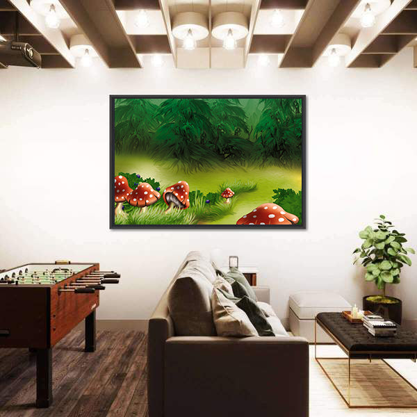 Fly Agarics Mushrooms Illustration Canvas Wall Art