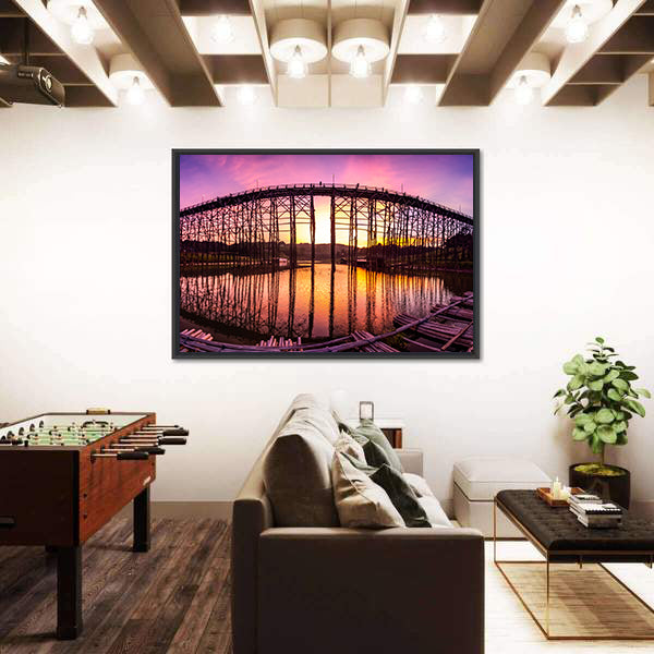 Mon Bridge At Sunset Canvas Wall Art