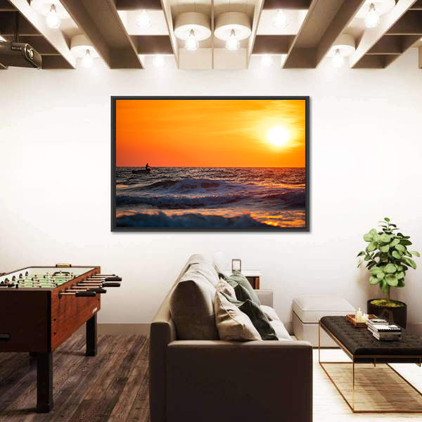 Fisherman Sailing at Sunrise Canvas Wall Art