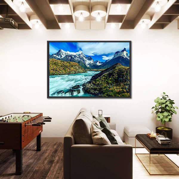 Luxury River Mountain Canvas Wall Art