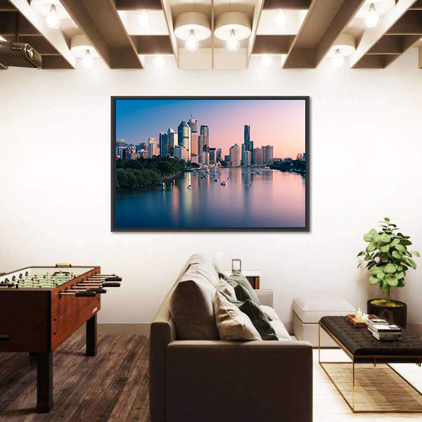 Brisbane Downtown At Sunrise Canvas Wall Art